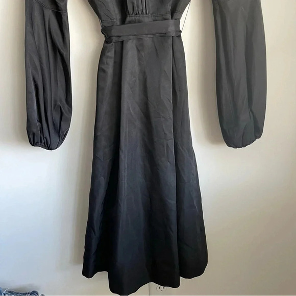 To The Max black satin open front belted trench coat size small - Picture 12 of 15